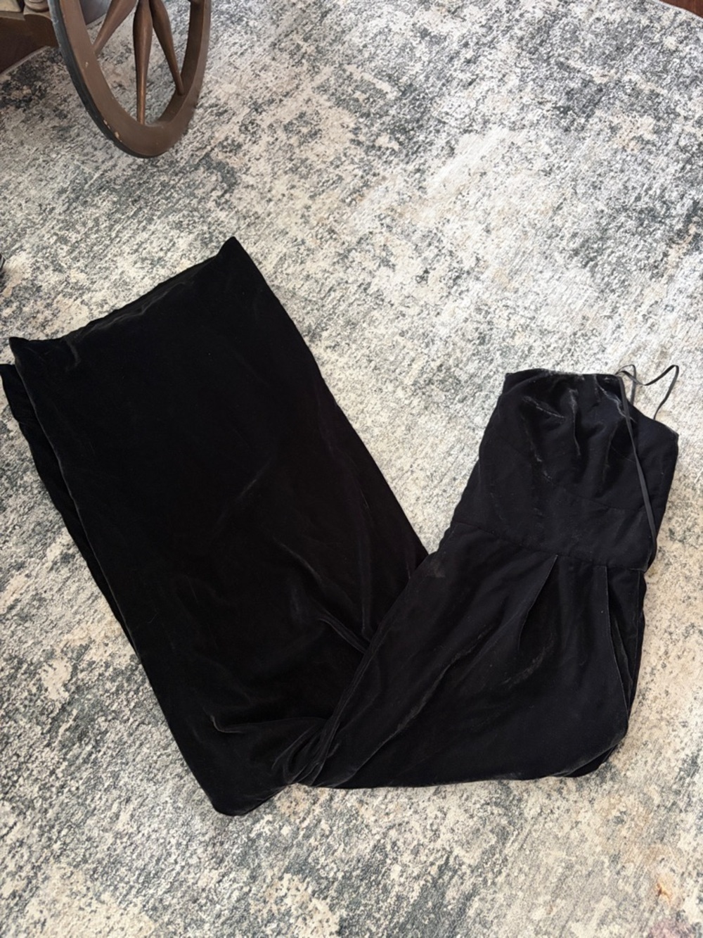 J. Crew Black Velvet Strapless Wide-Leg Jumpsuit